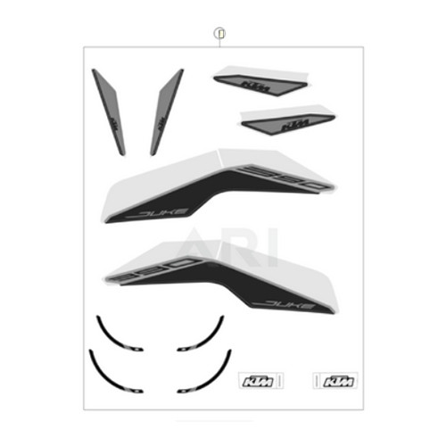 DECAL KIT SILVER DUKE 390 MY21