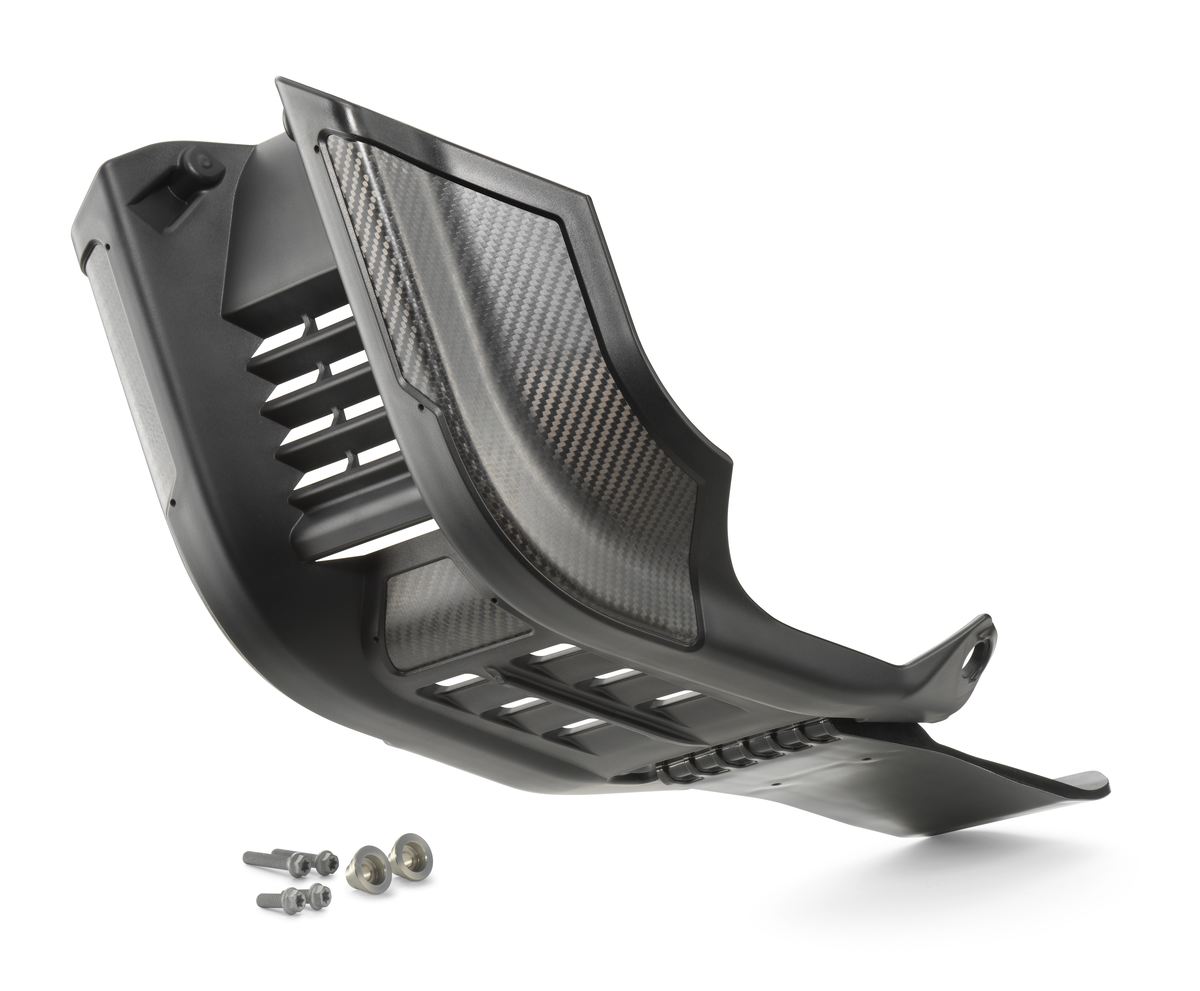 Factory skid plate with linkage protection Factory skid plate with linkage protection